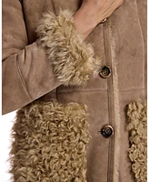 Julia & Stella by Maximilian Women's Shearling Jacket With Curly Lamb Trim