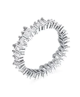 Bling Jewelry Modern Classic Cz Cocktail Statement Ring Zigzag Baguette 14K Gold Plated Silver