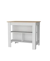 Fm Furniture Aztec Kitchen Island in melamine with open storage,light pine/white