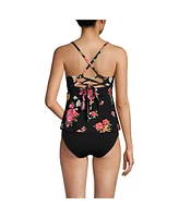 Lands' End Women's Lace-up Flutter Tankini Swimsuit Top