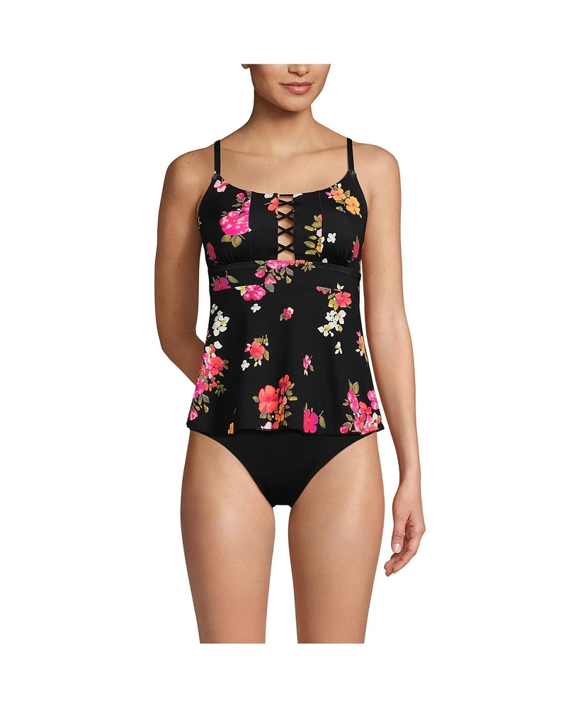 Lands' End Women's Lace-up Flutter Tankini Swimsuit Top