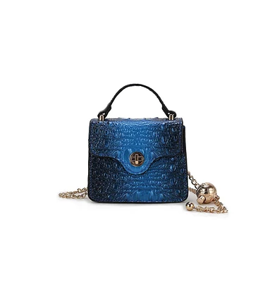 Mkf Collection Luxe Croc-Embossed Mini Satchel with Chain Strap by Mia K