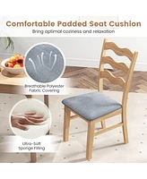 Gymax Dining Chair Set of 4 w/ Padded Seat Hollowed Wave Backrest Rubber Wood Frame