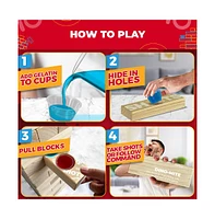 Swooc Giant Tower Party Game with Hidden Shots & 60 Commands - Includes 60 Blocks,104 Disposable Cups & Carrying Case