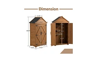 Slickblue Outdoor Storage Cabinet - Wooden Garden Tool Shed with Shelves and Latch