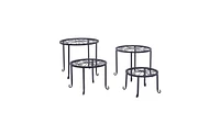 Slickblue 4-Tier Plant Shelves with Round Pattern Stylish Black Baking Paint Display for Indoor and Outdoor Plants