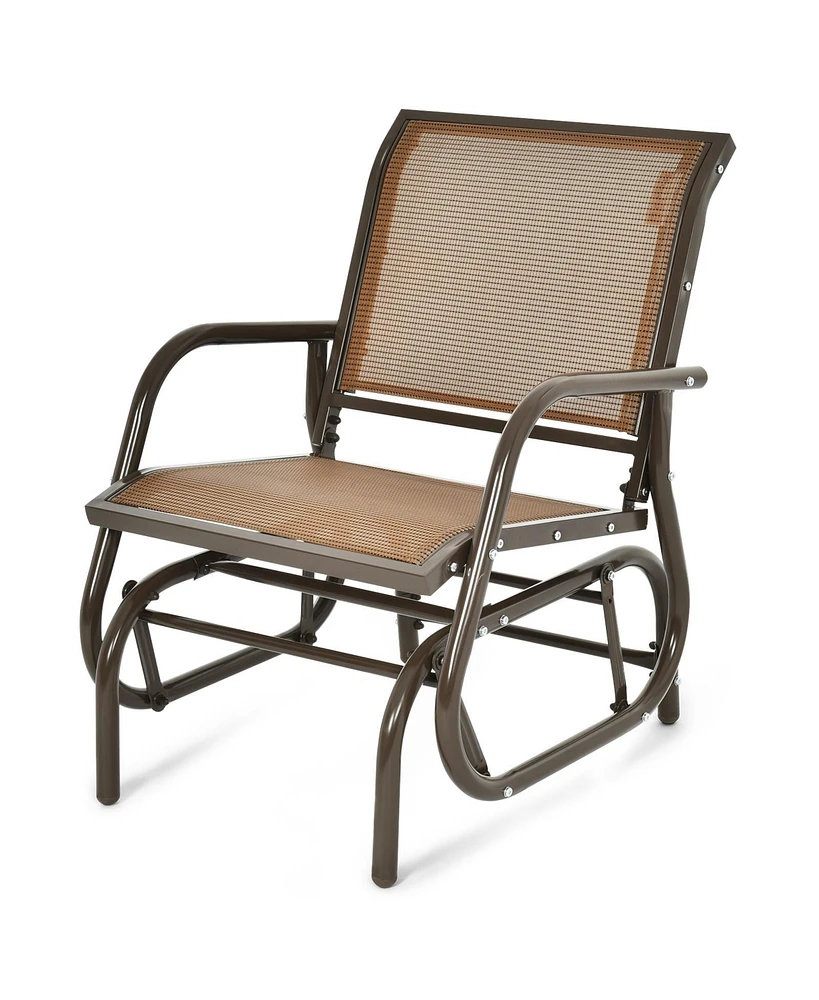 Sugift Outdoor Single Swing Glider Rocking Chair with Armrest