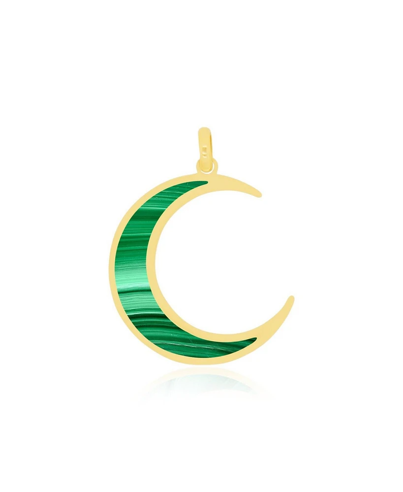 The Lovery Malachite Crescent Moon Charm 14K Gold