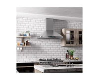 Iktch 36"Wall Mount Range Hood, 900 Cfm Ducted/Ductless Range Hood with 4 Speed Fan, Pure Stainless Steel Range Hood 36 inch with Gesture Sensing & To