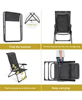 Sugift 4 Pieces Patio Adjustable Back Folding Dining Chair Ottoman Set