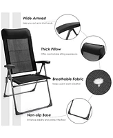 Sugift 2 Pieces Portable Patio Folding Dining Chairs with Headrests Adjust