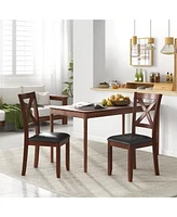 Sugift Set of 2 Wooden Kitchen Dining Chair with Padded Seat and Rubber Wood Legs