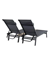 Hulala Home Romy Modern 76”Long Reclining Chaise Lounge Set (Set of 2) with Metal Legs
