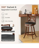Sugift Swivel Bar Stools Set of 2 with Soft Cushion and Elegant Hollow Backrest