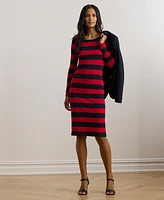Lauren Ralph Lauren Women's Striped Cotton-Blend Ribbed Dress