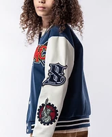 Ring of Fire Big Boys Woolen Varsity Jacket with Polyurethane Sleeves and Patches