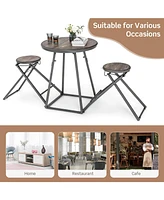 Sugift 3 Pieces Dining Table Set with 2 Foldable Stools for Small Space