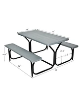 Sugift Outdoor Picnic Table Bench Set with Metal Base