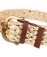 Sam Edelman Women's Wide Beaded Macrame Belt