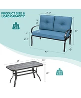 Sugift 2 Pieces Patio Outdoor Cushioned Coffee Table Seat