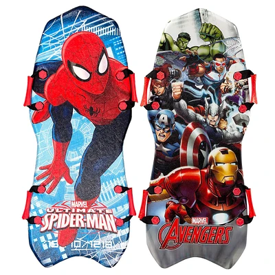 Rydr Marvel Classic Snow Sled, 45" Single/Double Rider Winter Avengers & Spider Man - 2 Pack