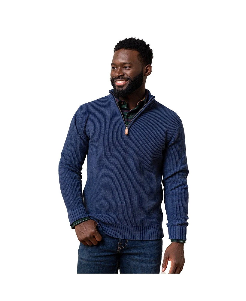 Hope & Henry Men's Organic Half Zip Cardigan Stitch Pullover Sweater