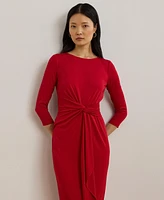 Lauren Ralph Women's Twist-Front Stretch Jersey Midi Dress