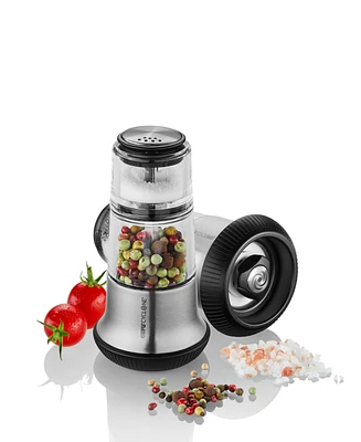 Gefu Stainless Steel With Ceramic Grinder Satin Finish Small Pepper Mill and Salt Shaker