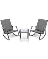 Skonyon 3 Pieces Patio Rattan Rocking Furniture Set