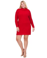 Jessica Howard Plus Cowlneck Textured-Dot Sweater Dress