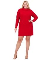 Jessica Howard Plus Cowlneck Textured-Dot Sweater Dress