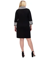 Jessica Howard Plus Size Contrast-Cuff Sweater Dress