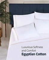 Superior Egyptian Cotton 1000 Thread Count Embroidered Bed Sheet Set, California King - White