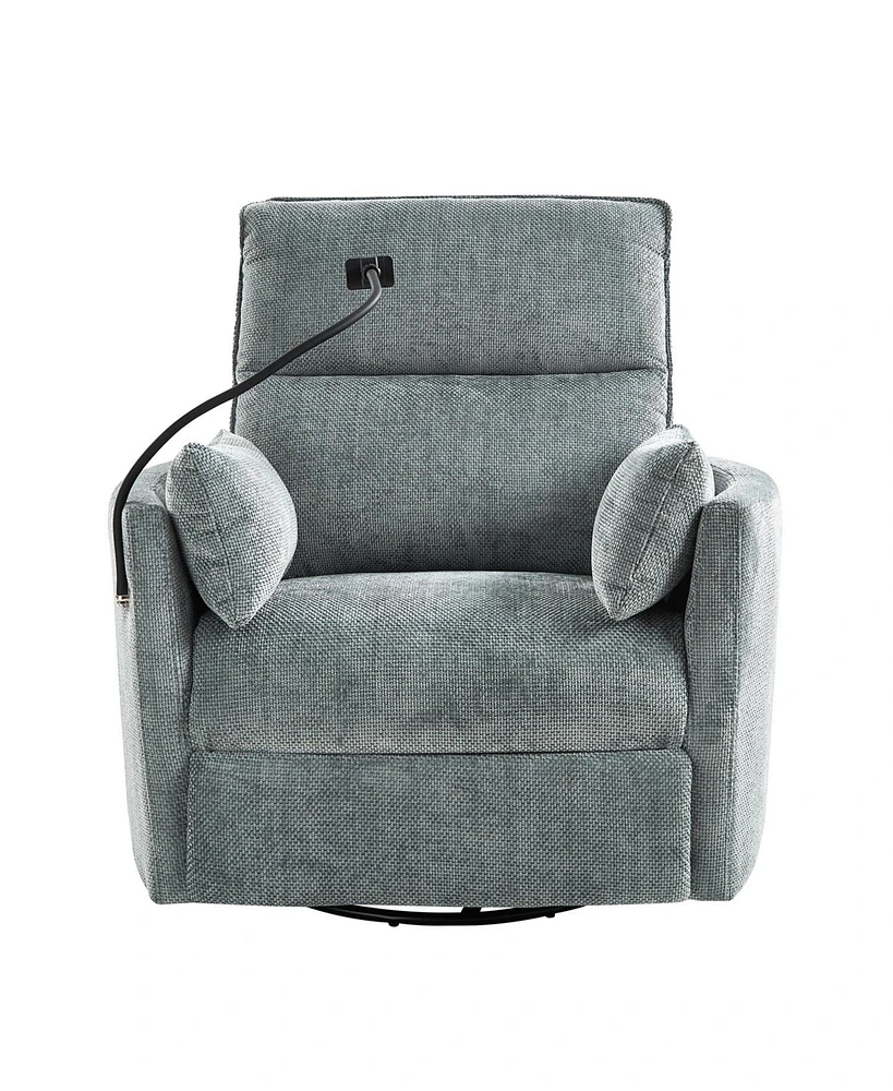 Hulala Home Lew Modern 38" Power Rocking Swivel Nursery Recliner with Usb