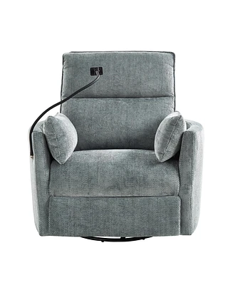 Hulala Home Lew Modern 38" Power Rocking Swivel Nursery Recliner with Usb