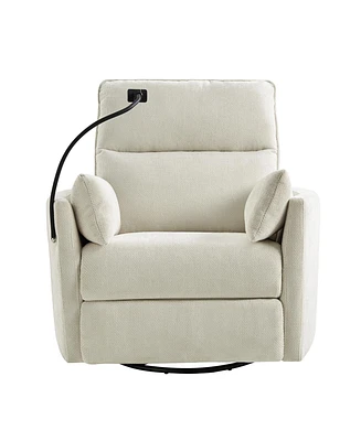 Hulala Home Lew Modern 38" Power Rocking Swivel Nursery Recliner with Usb
