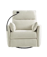 Hulala Home Lew Modern 38" Power Rocking Swivel Nursery Recliner with Usb