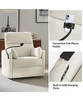Hulala Home Lew Modern 38" Power Rocking Swivel Nursery Recliner with Usb