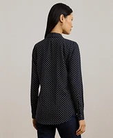 Lauren Ralph Women's Polka-Dot Georgette Tie-Neck Blouse