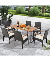Sugift Set of 4 Patio Dining Chair with Soft Zippered Cushion