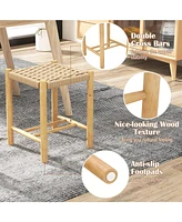 Sugift Dining Stool Set of 2 with Rubber Wood Frame