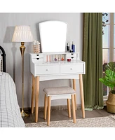 Sugift Makeup Vanity Set with 6 Drawers and Unique Shape Mirror