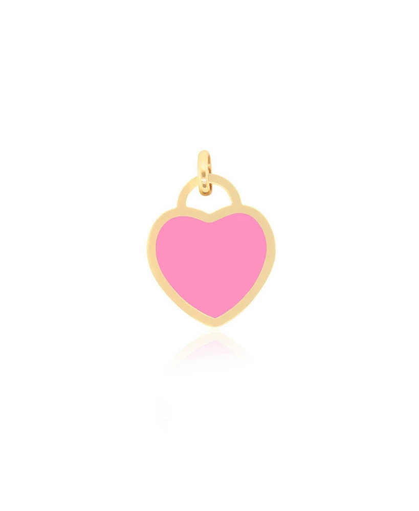 The Lovery Bubblegum Pink Heart Padlock Charm 14K Gold 15 millimeters