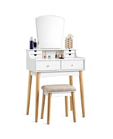 Sugift Makeup Vanity Set with 6 Drawers and Unique Shape Mirror