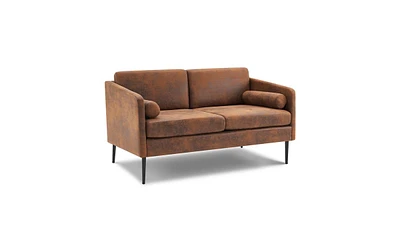 Slickblue Hot Stamping Cloth Two-Seater Surrounding Chair with Pillow, Indoor Sofa, Brown