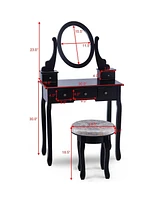 Sugift Vanity Makeup Table Set Bedroom Furniture with Padded Stool