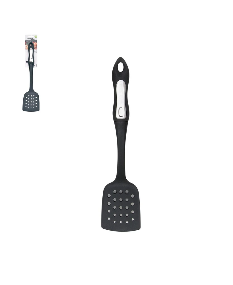 Hamilton Beach Slotted Spatula Turner Hard Plastic Heat-Resistant 14in Soft-Touch Ergonomic Handle Heavy Duty, Spatulas Turner for Vegetables & Flippi
