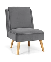 Inolait Velvet Accent Armless Side Chair with Rubber Wood Legs for Bedroom