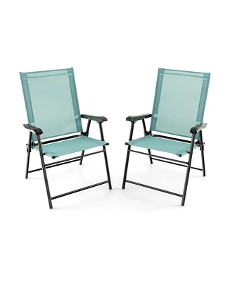 Sugift Patio Dining Chair Set of 2 with Armrests and Metal Frame