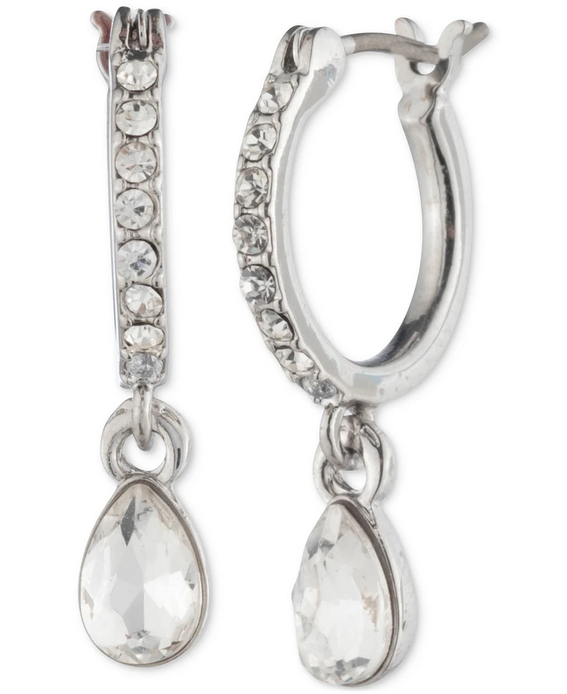Givenchy Silver-Tone Stone & Pave Dangle Small Huggie Hoop Earrings